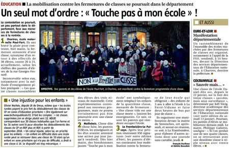 Er 2018 01 23 P5 E&L Écoles Carte Scolaire Fermetures Maillebois La Framboisière La Puisaye Chartres Paul Fort Maternelle Grève Pétition Manidestation