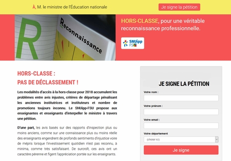 image pétition hors classe